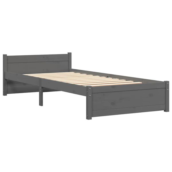 vidaXL Estrutura cama pequena solteiro 75x190 cm madeira maci&ccedil;a cinza