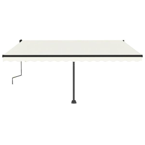 vidaXL Toldo retr&aacute;til manual com LED 450x350 cm cor creme