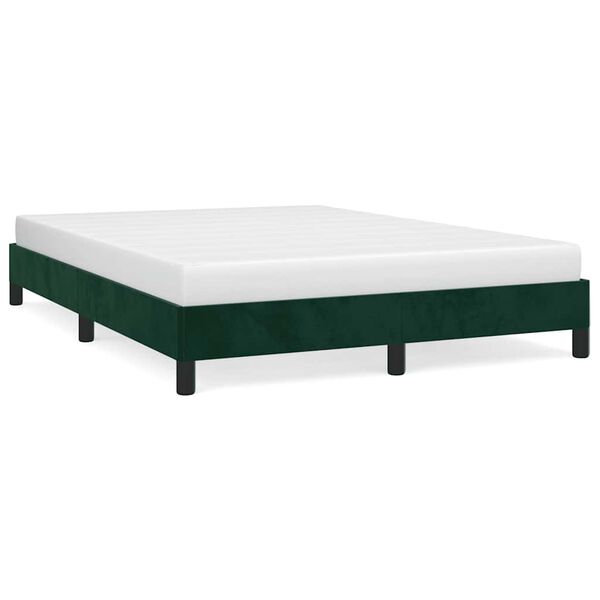 vidaXL Estrutura de cama sem colch&atilde;o 140x190 cm veludo verde-escuro