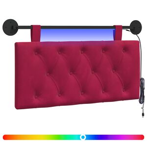 vidaXL Cabeceira suspensa Com luz LED Vinho Vermelho Veludo
