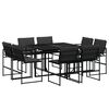 vidaXL 9 pcs conj. de jantar para jardim c/ almofad&otilde;es textilene preto