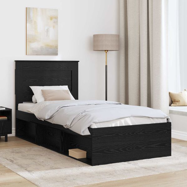vidaXL Estrutura da Cama Preto 90 x 190 cm Madeira de Pinheiro Sólida