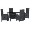 vidaXL Conjunto de Jantar para Jardim 5 unid. Preto vime PE