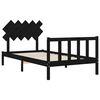 vidaXL Estrutura de cama com cabeceira 100x200 cm madeira maci&ccedil;a preto