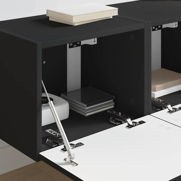 vidaXL Arm&aacute;rio de TV de Parede 2 pcs Preto 60 x 31 x 29.5 cm