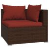vidaXL 8 pcs conjunto lounge jardim c/ almofad&otilde;es vime PE castanho
