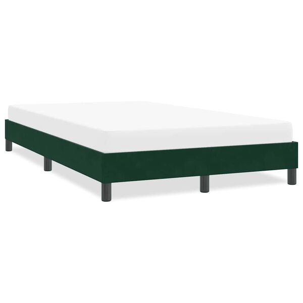 vidaXL Estrutura de cama sem colch&atilde;o 120x220 cm veludo verde-escuro