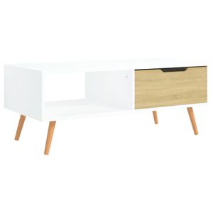 vidaXL Mesa de centro 100x49,5x43 cm aglomerado branco/carvalho sonoma