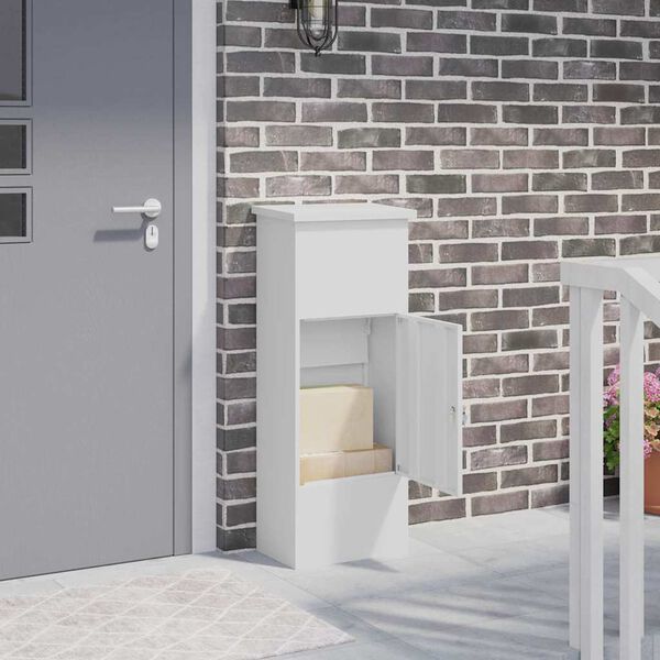 vidaXL Caixa para entrega de pacotes Branco 44,5 x 29 x 110,5 cm A&ccedil;o