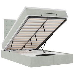 vidaXL Estrutura de cama otomana com colch&otilde;es cinza claro Veludo