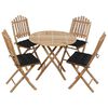 vidaXL 5 pcs conj. de jantar dobr&aacute;vel c/ almofad&otilde;es p/ exterior bambu