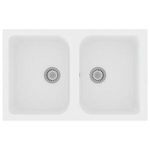 vidaXL Pia de cozinha Quartzo e Resina 76 x 48 x 30 cm Branco
