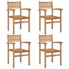 vidaXL Cadeira 4 pcs Castanho 56 x 55 x 90.5 cm Madeira de Teca S&oacute;lida
