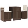 vidaXL 3 pcs conjunto bistr&ocirc; com almofad&otilde;es vime PE castanho