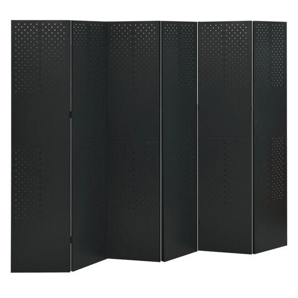 vidaXL Divis&oacute;rias/biombos com 6 pain&eacute;is 2 pcs a&ccedil;o 240x180 cm preto