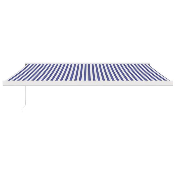 vidaXL Toldo retr&aacute;til 4x3 m tecido e alum&iacute;nio azul e branco