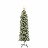 vidaXL &Aacute;rvore Slim de Natal Artificial Verde e Branco 150 cm