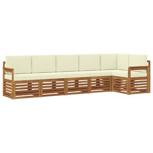 vidaXL Conjunto de Sof&aacute;s para Exterior 6 unid. 6 lugar Natural e Creme