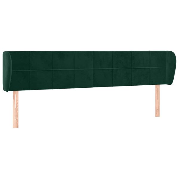 vidaXL Cabeceira de cama c/ abas veludo 183x23x78/88cm verde-escuro