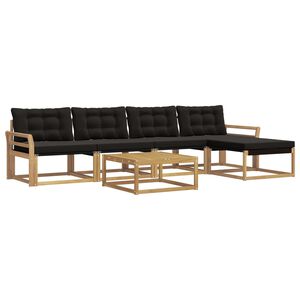 vidaXL Conjunto de Sof&aacute;s para Exterior 6 unid. Branco e Preto