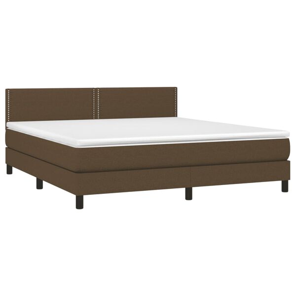 vidaXL Cama box spring c/ colch&atilde;o/LED 180x200cm tecido castanho-escuro