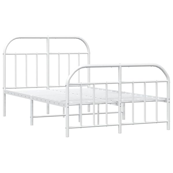 vidaXL Estrutura de cama com cabeceira e p&eacute;s 120x200 cm metal branco