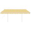 vidaXL Toldo retrátil manual com postes 4,5x3 m amarelo e branco