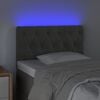 vidaXL Cabeceira de cama c/ luzes LED veludo 80x7x78/88cm cinza-escuro