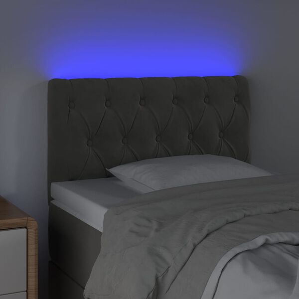 vidaXL Cabeceira de cama c/ luzes LED veludo 80x7x78/88cm cinza-escuro