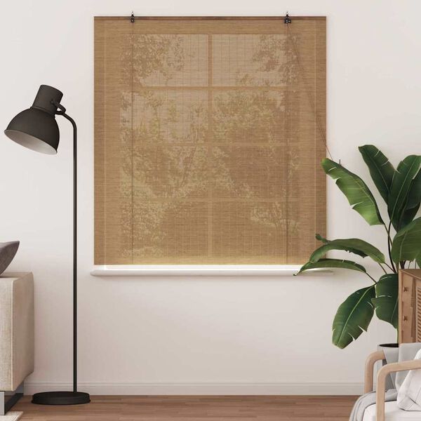 vidaXL Estores de rolo com cortinas Manual Castanho 150 x 160 cm Bambu