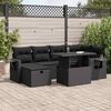 vidaXL 7 pcs conjunto de sof&aacute;s p/ jardim c/ almofad&otilde;es vime PE preto