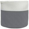 vidaXL Cesto de arruma&ccedil;&atilde;o &Oslash;40x35 cm algod&atilde;o cinzento e branco