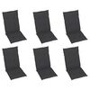 vidaXL Cadeiras de jardim reclin&aacute;veis c/ almofad&otilde;es 6 pcs teca maci&ccedil;a