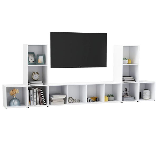 vidaXL 5 pcs conjunto de móveis de TV contraplacado branco