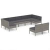 vidaXL 9 pcs conjunto lounge de jardim c/ almofad&otilde;es vime PE cinzento