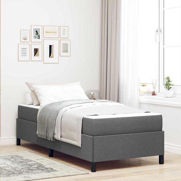vidaXL Cama Box Cinza Escuro 90 x 200 cm tecido