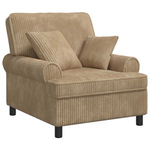 vidaXL Poltrona XL com almofadas Cinzento-acastanhado