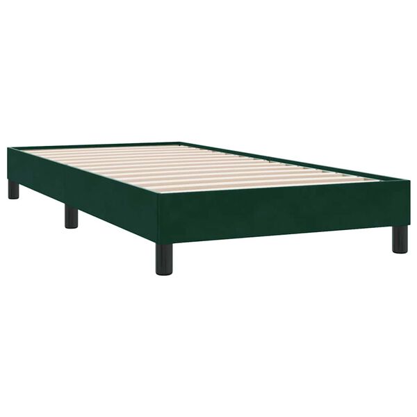 vidaXL Box Cama de Molas sem Colch&atilde;o Verde Escuro 100x210 cm Veludo