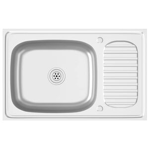vidaXL Lava-lou&ccedil;a cozinha + escorredor 800x500x155mm a&ccedil;o inox prateado