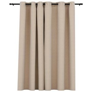 vidaXL Cortina opaca aspeto de linho com ilh&oacute;s 290x245 cm bege