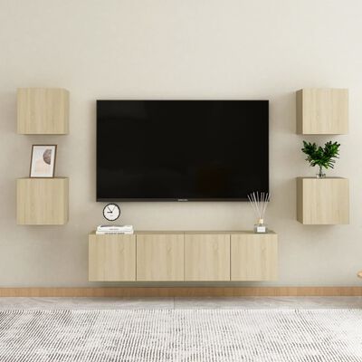 vidaXL Móvel de TV de parede 30,5x30x30 cm carvalho sonoma