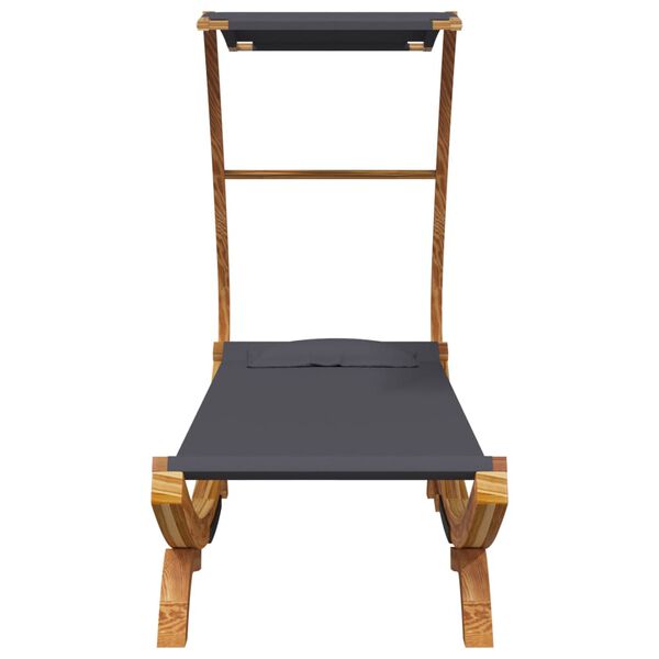 vidaXL Espreguiçadeira c/ toldo 100x190x134cm madeira curva antracite