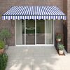 vidaXL Toldo retrátil automático 3x2,5 m azul e branco