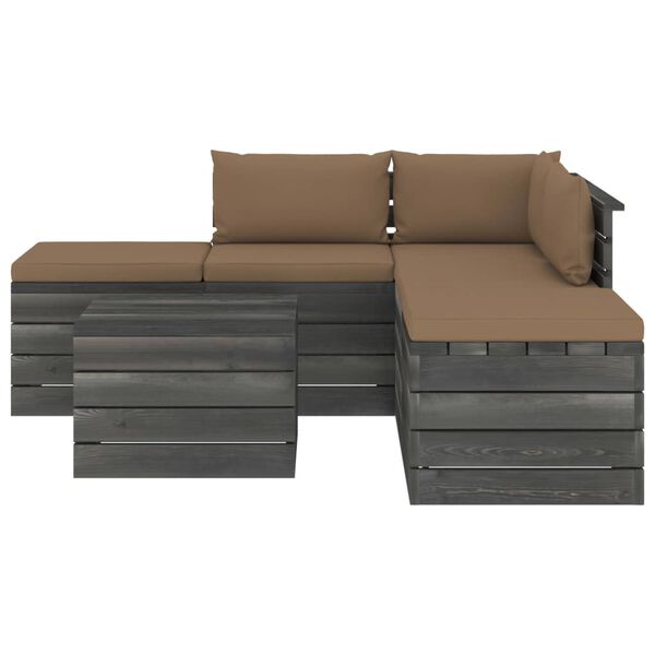 vidaXL 6 pcs conjunto lounge de paletes com almofad&otilde;es pinho maci&ccedil;o