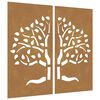 vidaXL Decora&ccedil;&atilde;o muro de jardim 2pcs 105x55cm a&ccedil;o corten design &aacute;rvore