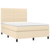 vidaXL Cama box spring c/ colch&atilde;o e LED 140x200 cm tecido cor creme