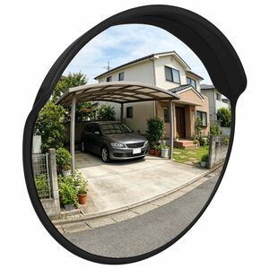vidaXL Espelho de tr&acirc;nsito p/ exterior Convex 30cm pl&aacute;stico preto