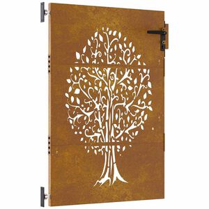 vidaXL Port&atilde;o de jardim 85x125 cm a&ccedil;o corten design &aacute;rvore