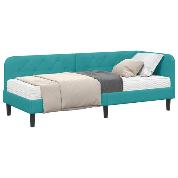 vidaXL Estrutura de Cama de Canto Turquesa 80 x 200 cm Veludo