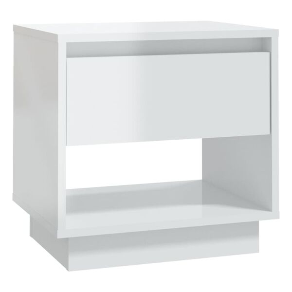 vidaXL Mesa de cabeceira 45x34x44 cm contraplacado branco brilhante